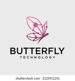 Butterfly logo butterfly line symbol abstract geometric pixel style butterfly technology