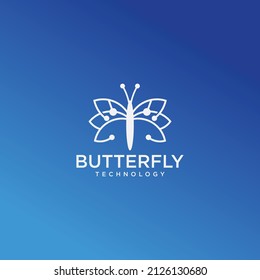 Butterfly logo butterfly line symbol abstract geometric pixel style butterfly technology