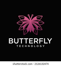 Butterfly logo butterfly line symbol abstract geometric pixel style butterfly technology