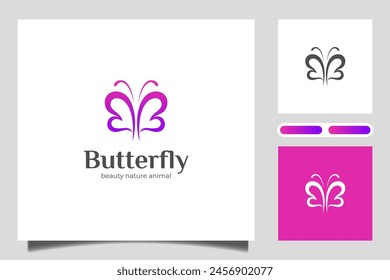 Butterfly logo with Love graphic shape. Dating website logo. pink twisted hearts two versions