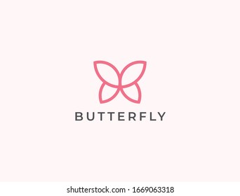 Butterfly logo. Luxury line logotype design. Universal premium butterfly symbol logotype.