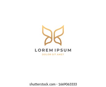 Logo de la mariposa. Diseño de logotipo de línea de lujo. Logotipo de símbolo universal de la mariposa premium.