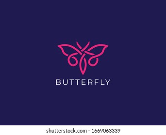 Butterfly logo. Luxury line logotype design. Universal premium butterfly symbol logotype.