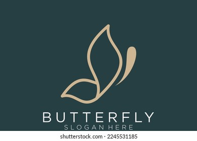 Butterfly logo. Luxury line logotype design. Universal premium butterfly symbol logotype.