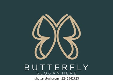 Butterfly logo. Luxury line logotype design. Universal premium butterfly symbol logotype.