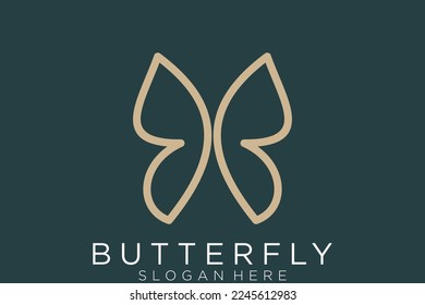 Butterfly logo. Luxury line logotype design. Universal premium butterfly symbol logotype.
