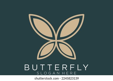 Butterfly logo. Luxury line logotype design. Universal premium butterfly symbol logotype.