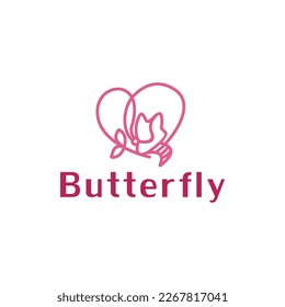 Butterfly logo. Luxury line logotype design.