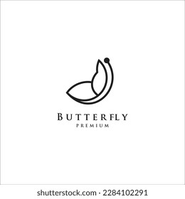 Butterfly logo. Luxury line logotype design premium butterfly 