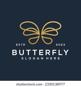 Butterfly logo. Luxury line logotype design. Universal premium butterfly symbol logotype.