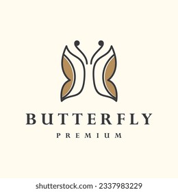 Butterfly logo. Luxury line logotype design. Universal premium 