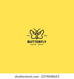 Butterfly logo. Luxury line logotype design.