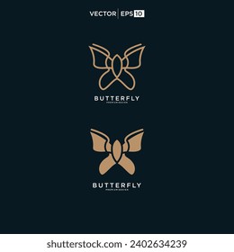 Butterfly logo. Luxury line logotype design. Universal premium butterfly symbol