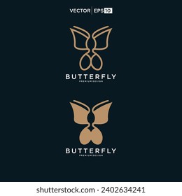 Butterfly logo. Luxury line logotype design. Universal premium butterfly symbol