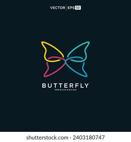 Butterfly logo. Luxury line logotype design. Universal premium butterfly symbol
