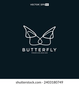 Logo de la mariposa. Diseño de logotipo de línea de lujo. Símbolo de mariposa universal premium