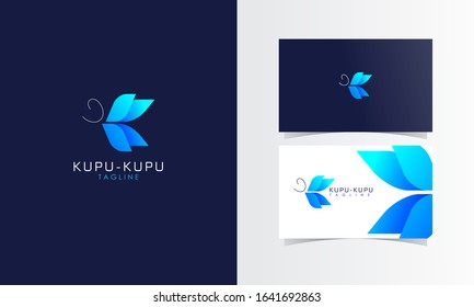 Butterfly Logo mark with business card template design for branding identity