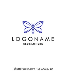 butterfly logo minimal icon vector in line art style