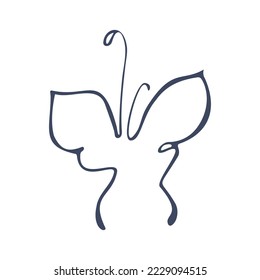 Butterfly-Logo im minimalistischen Stil. Schmetterling-Vektorsymbol für Logo, Banner, Poster, Flyer. Cute Butterfly One Line Abstrakte Illustration.