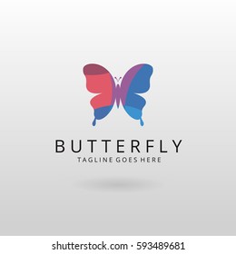 Butterfly logo. Multicolored butterfly logotype 
