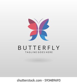 Butterfly logo. Multicolored butterfly logotype 