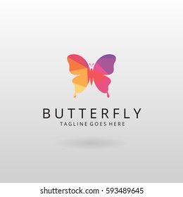 Butterfly logo. Polygonal butterfly logotype 