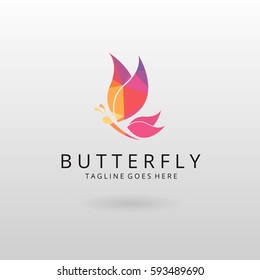 Butterfly logo. Polygonal butterfly logotype 