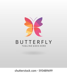 Butterfly logo. Polygonal butterfly logotype 