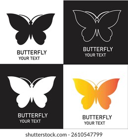 Butterfly Logo Set in 4 Colors – Modern Vector Design for Branding and Identity