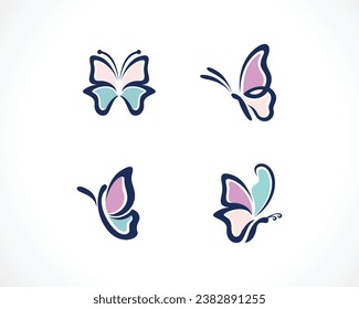 logo de mariposa conjunto logotipo de animal belleza creativo vector