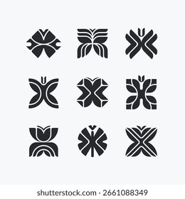 Schmetterling-Logo-Set, moderne geometrische Symbole