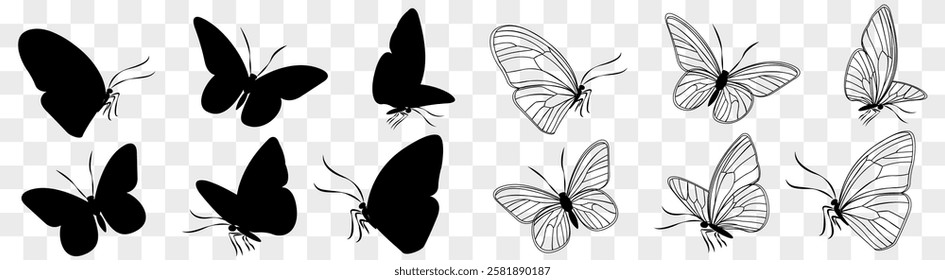 Butterfly logo set for spring and summer in various styles and designs ready for use in vector illustrations