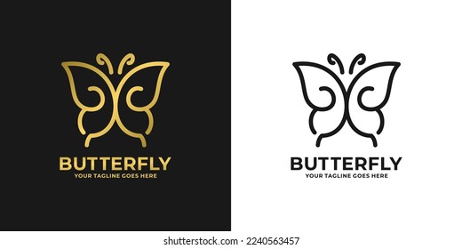 Butterfly logo set vector illustration