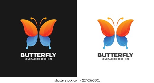 Butterfly logo set vector illustration