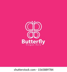 Butterfly logo with a shape like two letters B with bright colors makes this design. unique, modern, simple.
