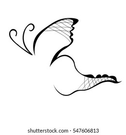Butterfly logo side of brand name icon  vector illustration