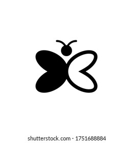Butterfly logo, silhouette with negative space design concept, isolated on white background.