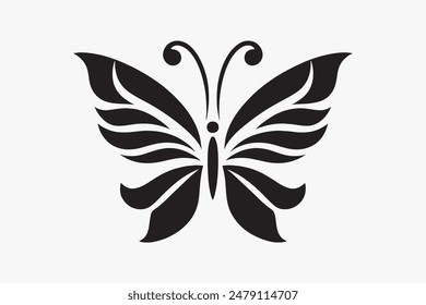Estilo del Vector de la silueta del logotipo de la mariposa con el fondo blanco