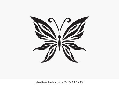 Butterfly logo silhouette vector style with white background