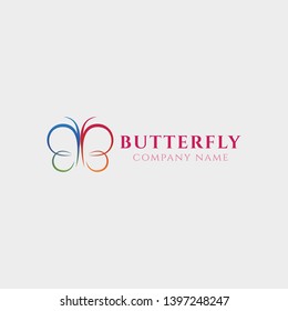 Butterfly logo simple colour desain