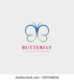 Butterfly logo simple colour desain