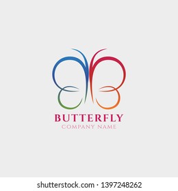 Butterfly logo simple colour desain