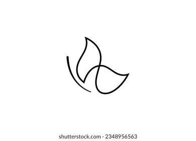 Butterfly logo with simple line art concept design
