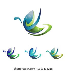 Butterfly Logo Template in 3D Modern Style