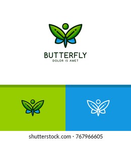 Butterfly logo template, abstract butterfly vector illustration