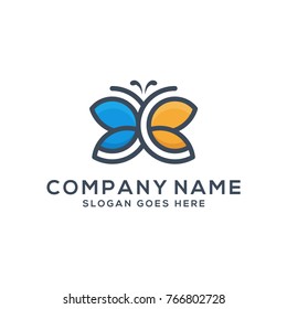 butterfly logo template beautiful design, Abstract animal logotype concept vector illustration template