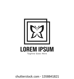 Butterfly logo template design. Minimalist Butterfly logo with modern frame vector design