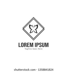 Butterfly logo template design. Minimalist Butterfly logo with modern frame vector design