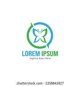 Butterfly logo template design. Minimalist Butterfly logo with modern frame vector design