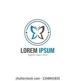 Butterfly logo template design. Minimalist Butterfly logo with modern frame vector design